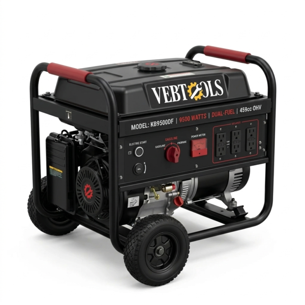 VebTools 7500W Dual-Fuel Portable Generator with Electric Start, CO Sensor Shutoff & Heavy-Duty Steel Frame — Runs on Gas or Propane for Home Backup & Job Sites